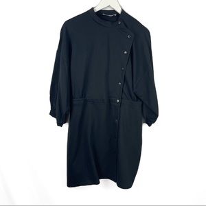 ASOS Black snap button puff sleeve dress size 12